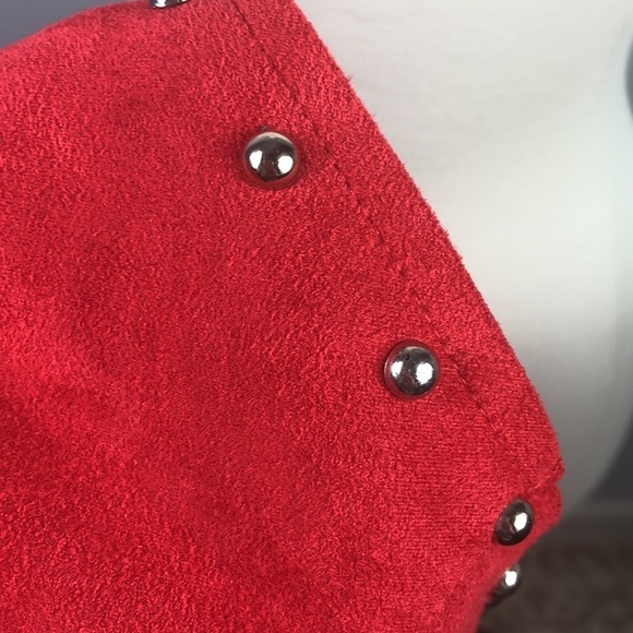 NWT New Sioni Crop Jacket Red Studded Soft Suede Medium - Picture 13 of 13
